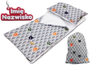 Śpiworek do Przedszkola Personalizowany z Imieniem 140x75 Zwierzątka Biały