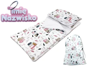 Śpiworek Przedszkolaka Personalizowany z Imieniem 140x75 Koty