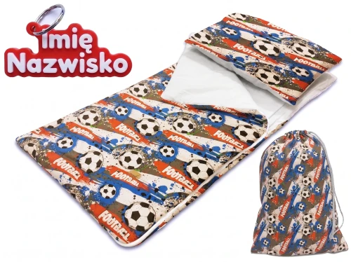 Śpiworek piłka nożna z zawieszką personalizacyjną Lamilani.webp